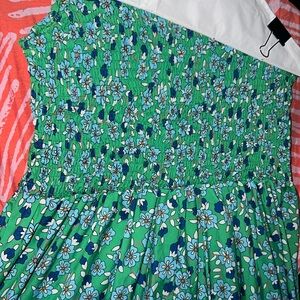 One Shoulder Dress Ruched Chest Flowy Skirt